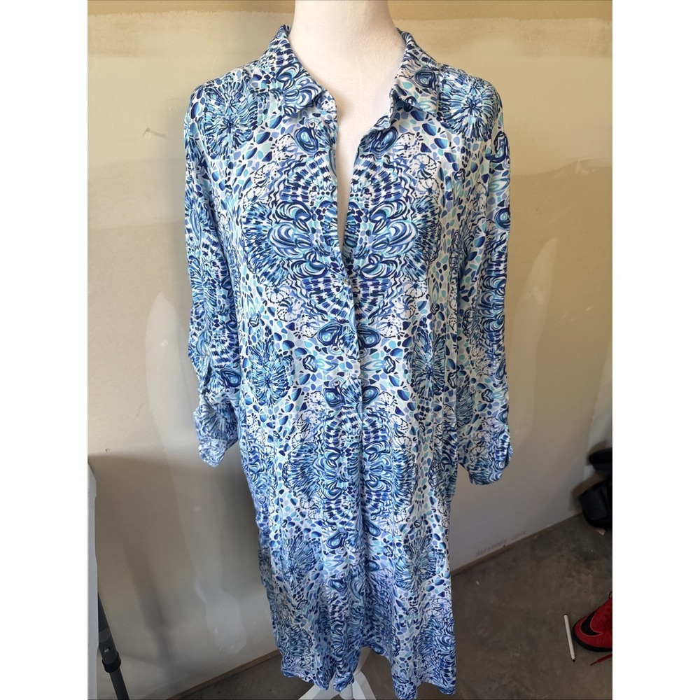 Lilly Pulitzer Call My Shell Phone Lillith Tunic Dress Large Beach Coastal Prep